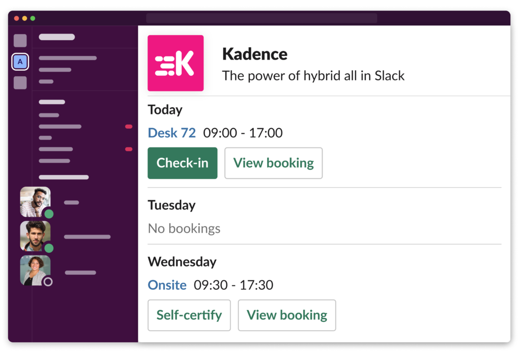 Slack desk booking integration